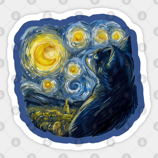 Cat in Van Gogh world Sticker by Catfactory